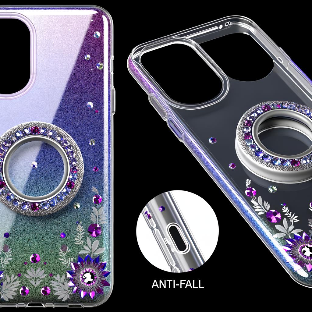 anti-fall phone cover Luxury phone case 2 in 1  diamond