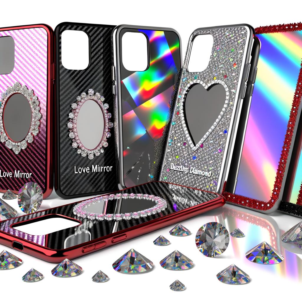 mobile phone cover case for cell phones Love Mirror phone case  Diamond phone cover