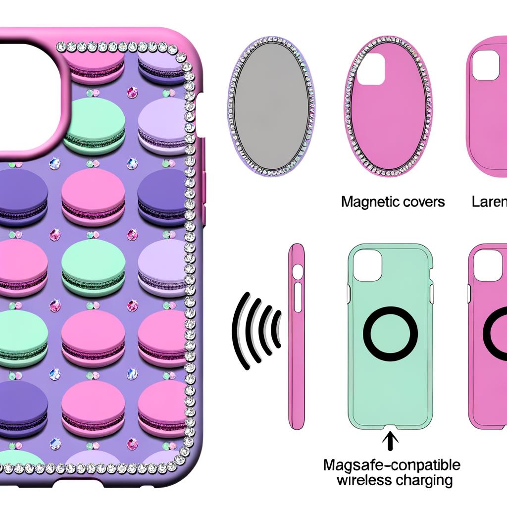 macaron phone case magnetic phone cover diamond