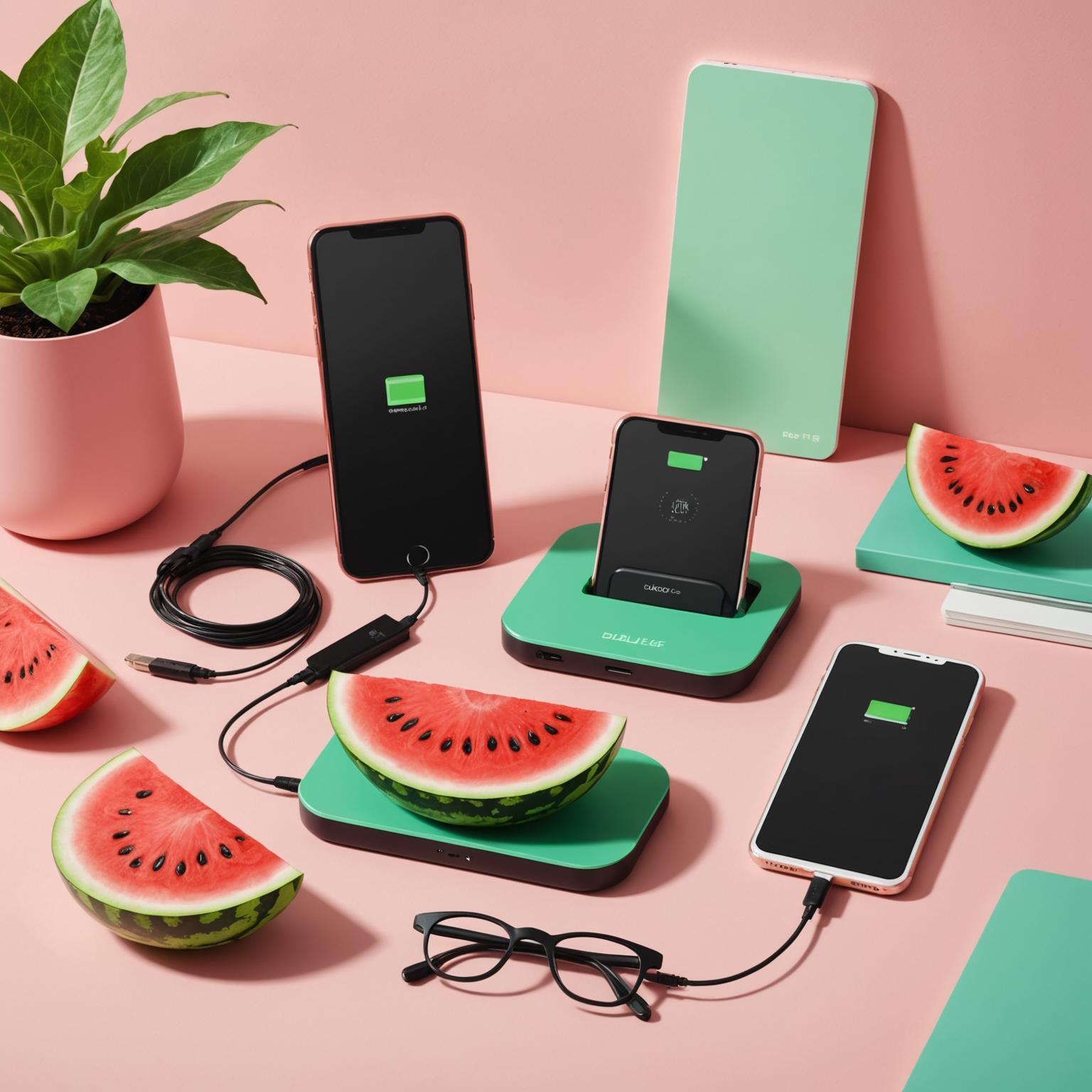 watermelon charger fruit-themed charger cute USB charger colorful phone charger