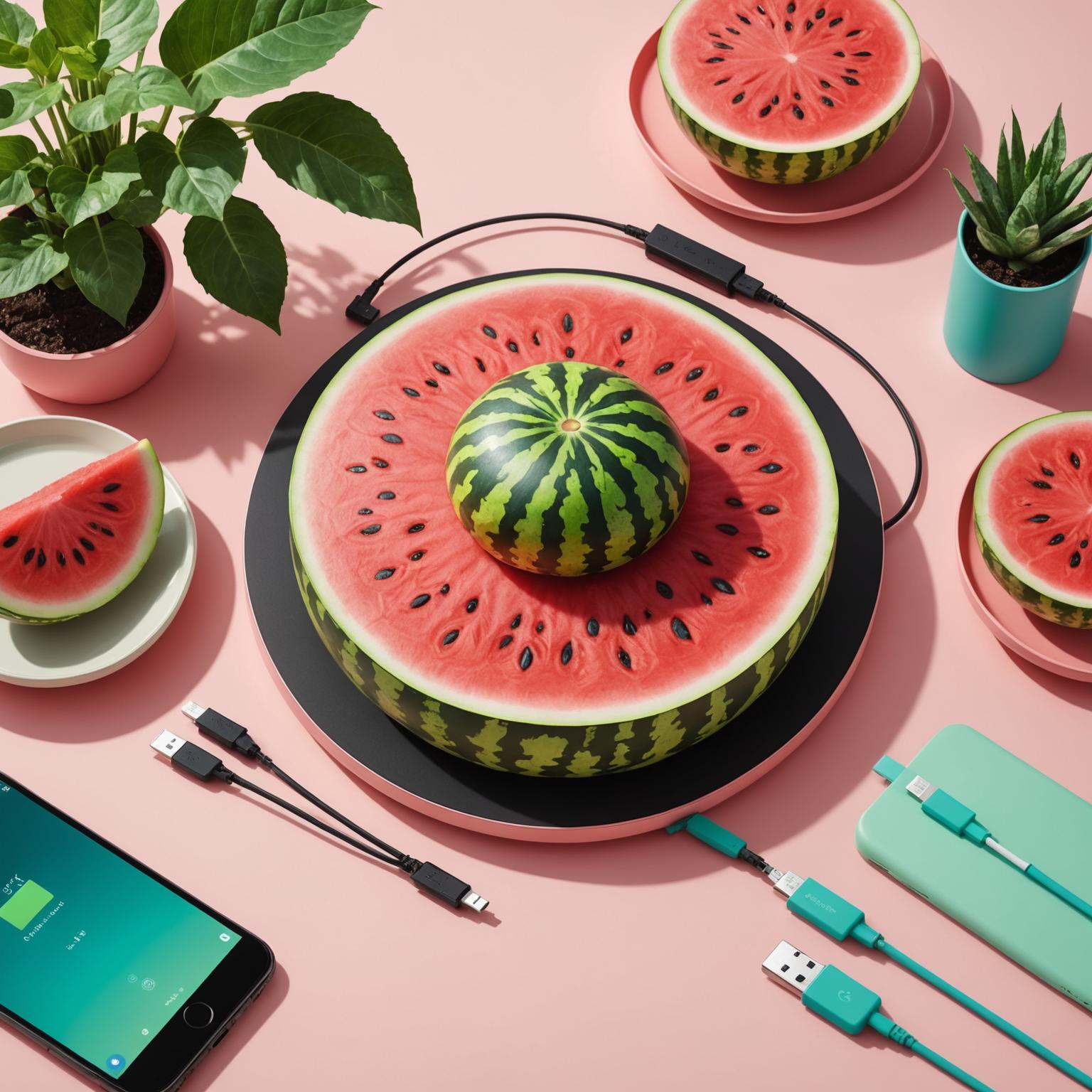 watermelon charger fruit-themed charger cute USB charger colorful phone charger