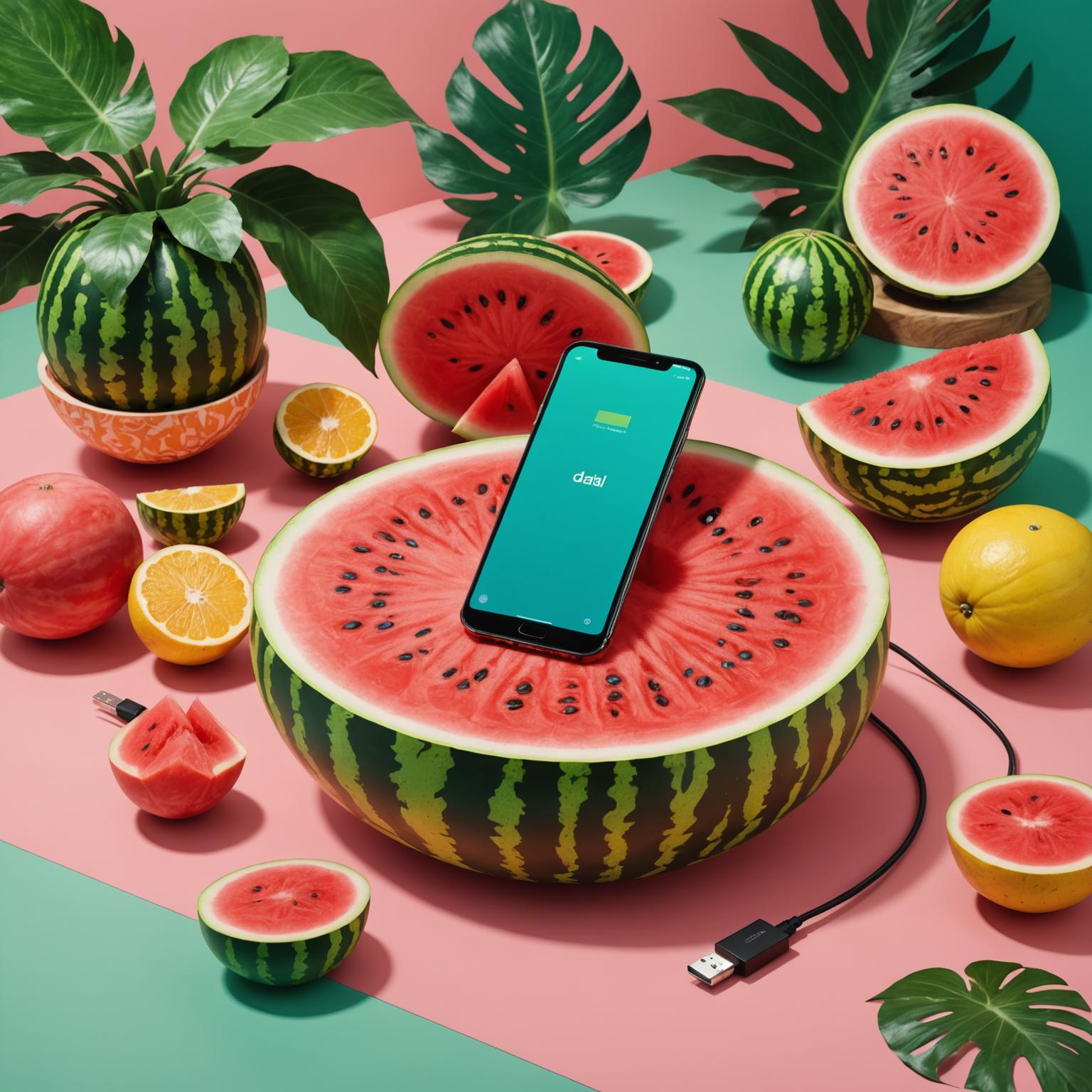 watermelon charger fruit-themed charger cute USB charger colorful phone charger