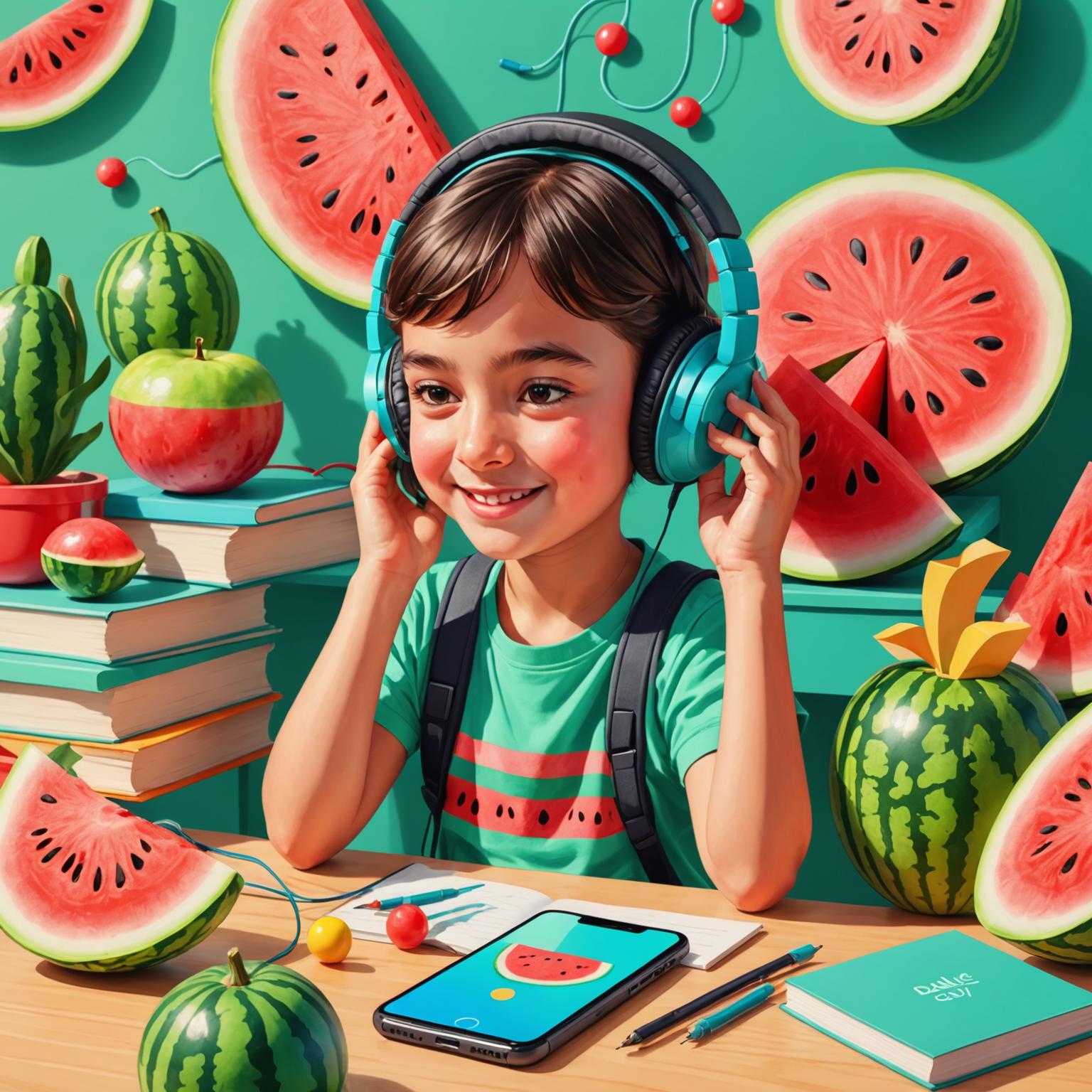 watermelon earphone fruit-themed earphones earphones for kids
