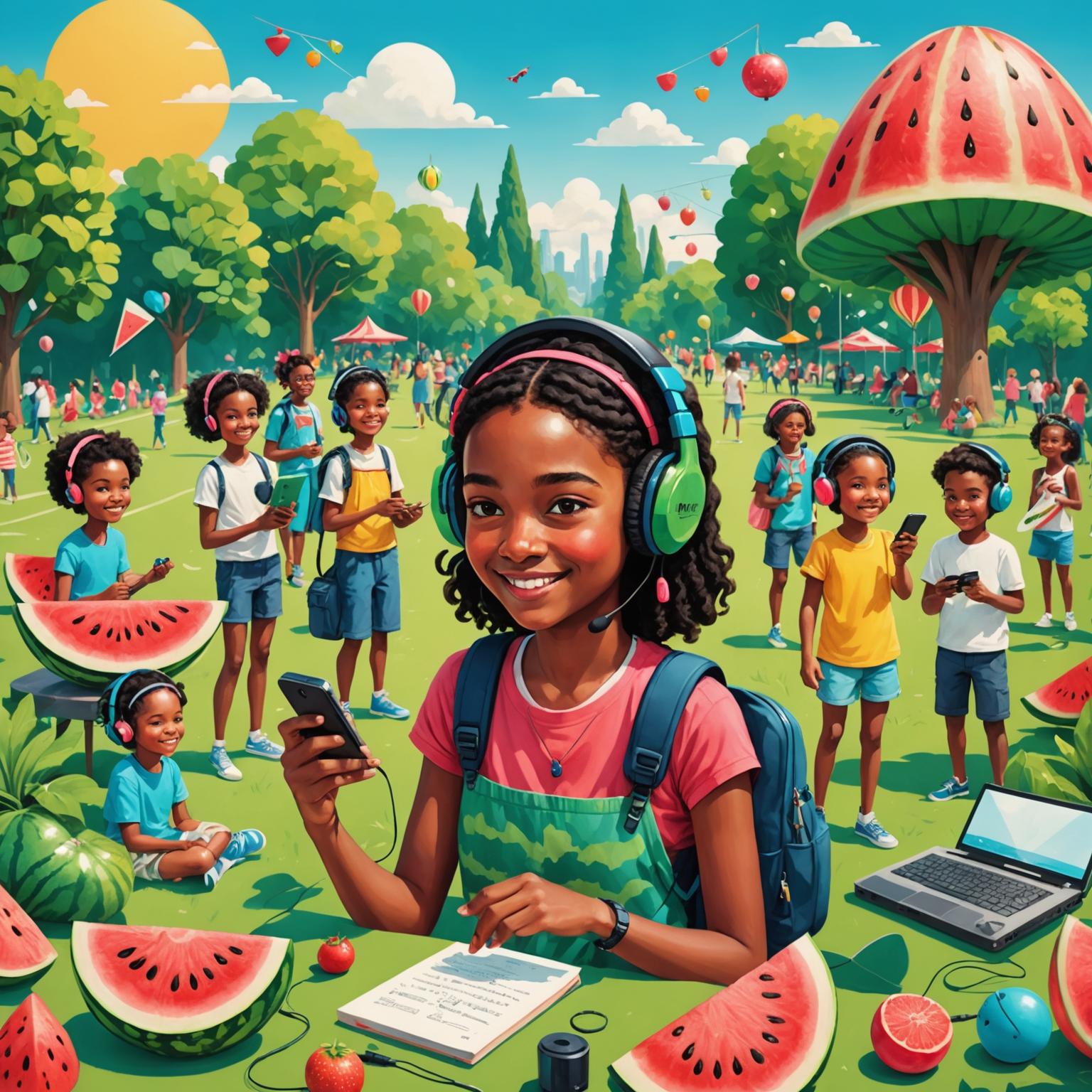 watermelon earphone fruit-themed earphones earphones for kids