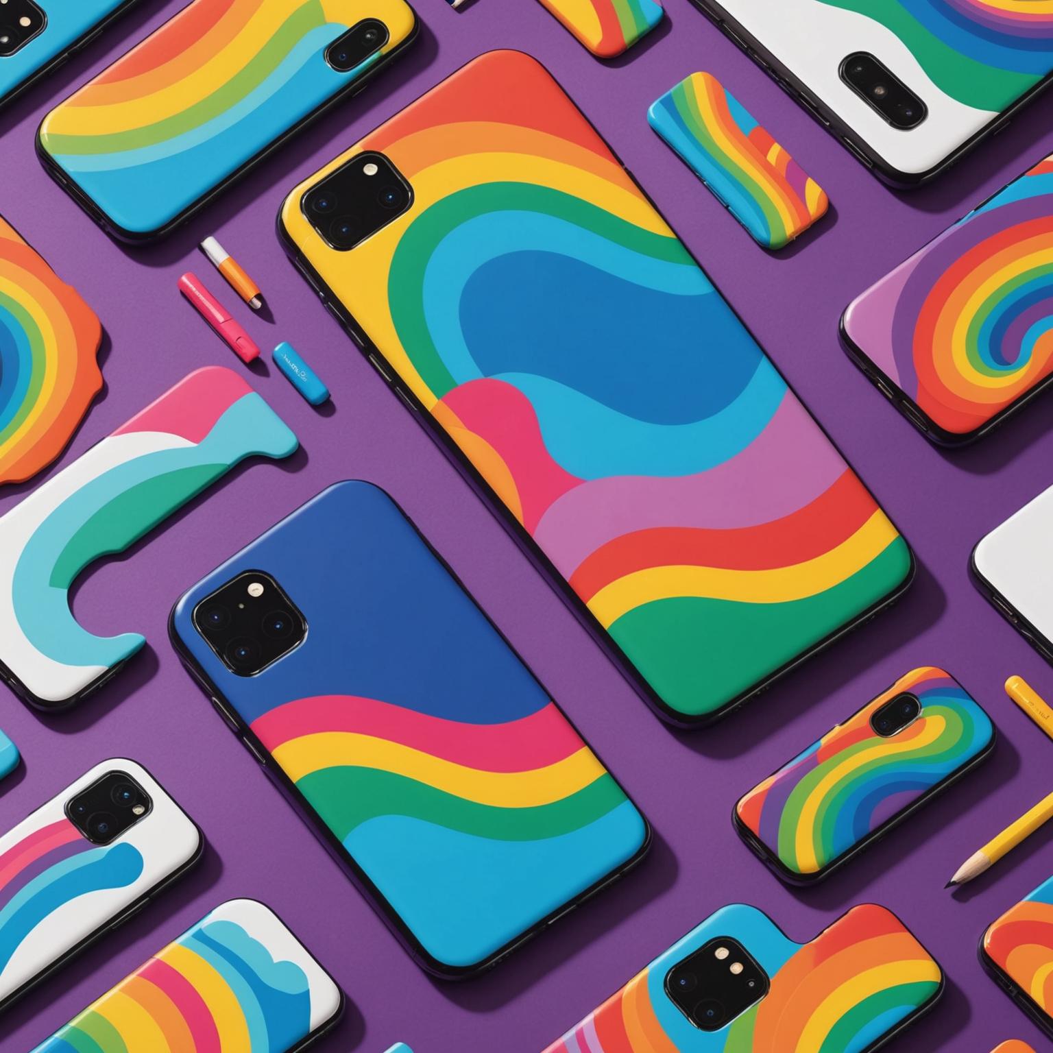 rainbow phone cover artistic phone accessories trendy smartphone cases
